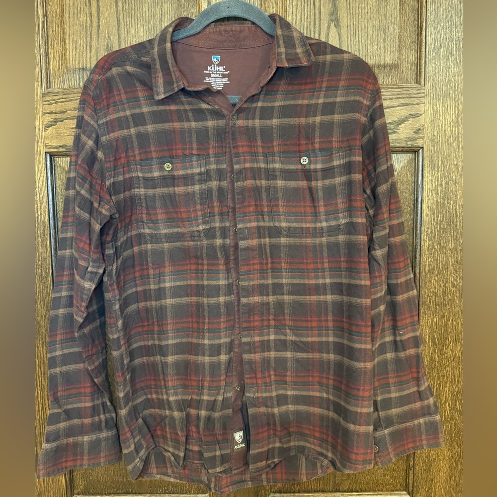 Kuhl Men's Plaid Button Down Shirt - Red and Brown Size Small
